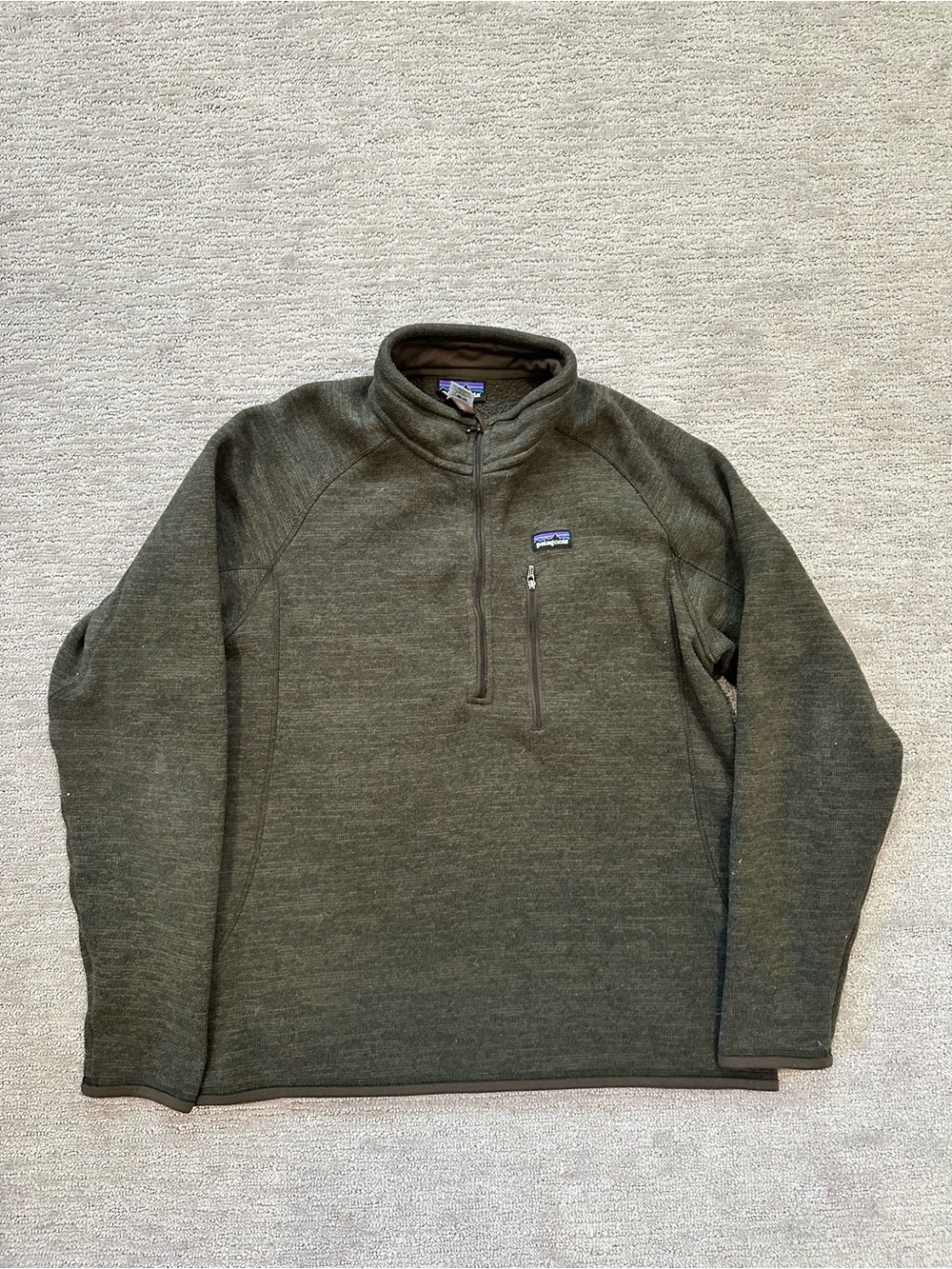 Patagonia Men's Lightweight Better Sweater 1/4-Zip Pullover Brown. Size Large L